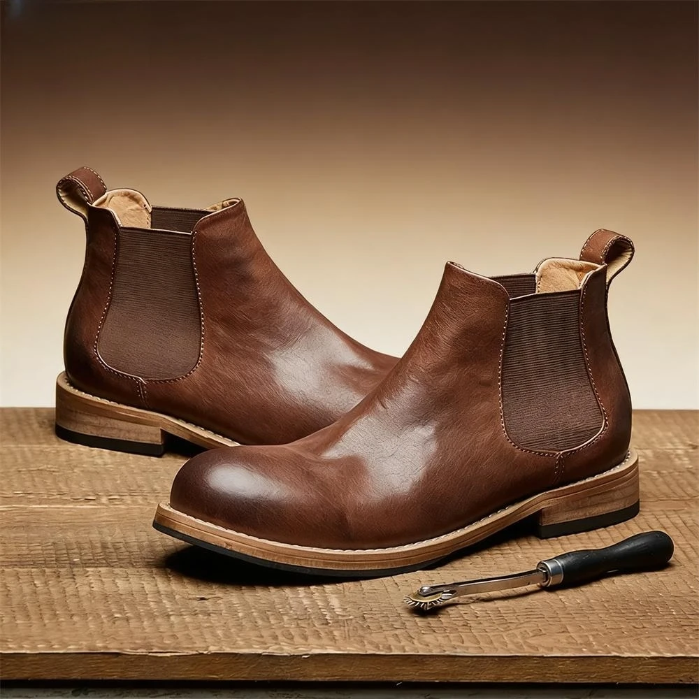 Formal Men Daily Wear Footwear - Herren Elastische Gores Chelsea Stiefeletten, Braune