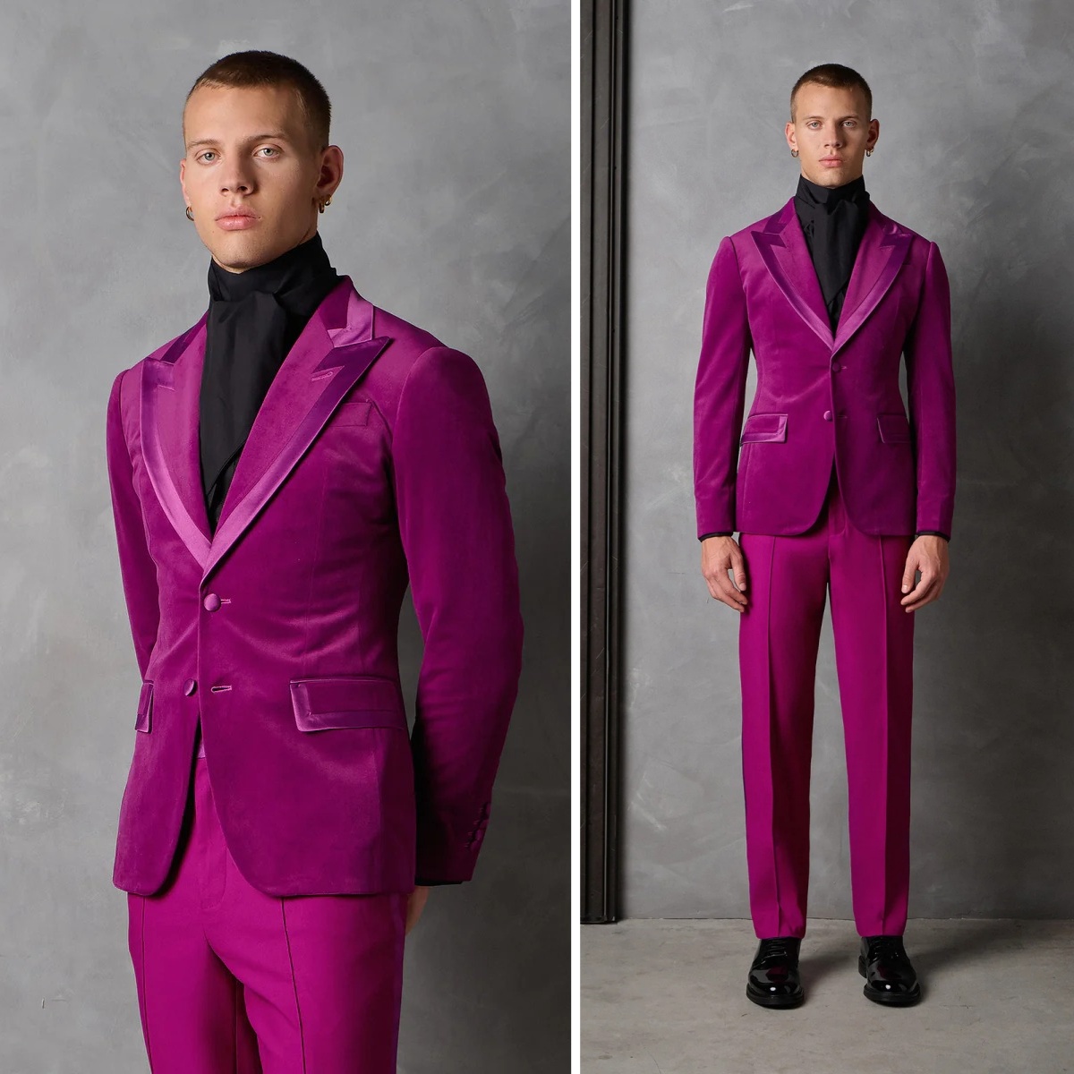 Men Formal Wear Modern - Schicker Herren-Hochzeitsanzug aus Samt, 2-teiliges Set,
