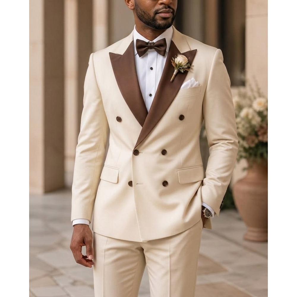 Men Formal Wear Modern - Herren Doppelreihiger Smoking Anzug mit spitzem