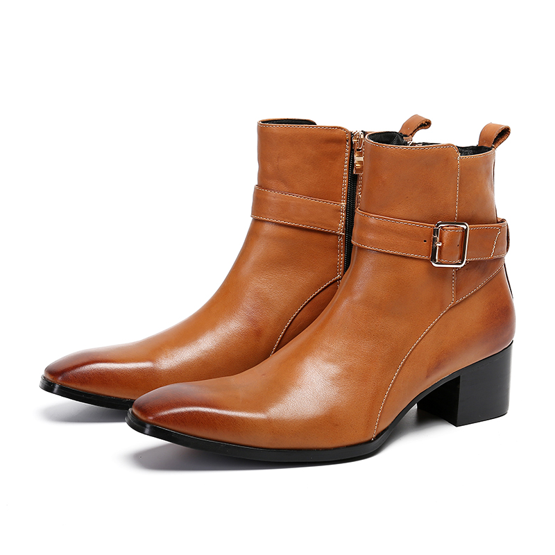 Winter Braune Schnalle Spitze  – Men Formal Wear With Boots Bewertung und Preis