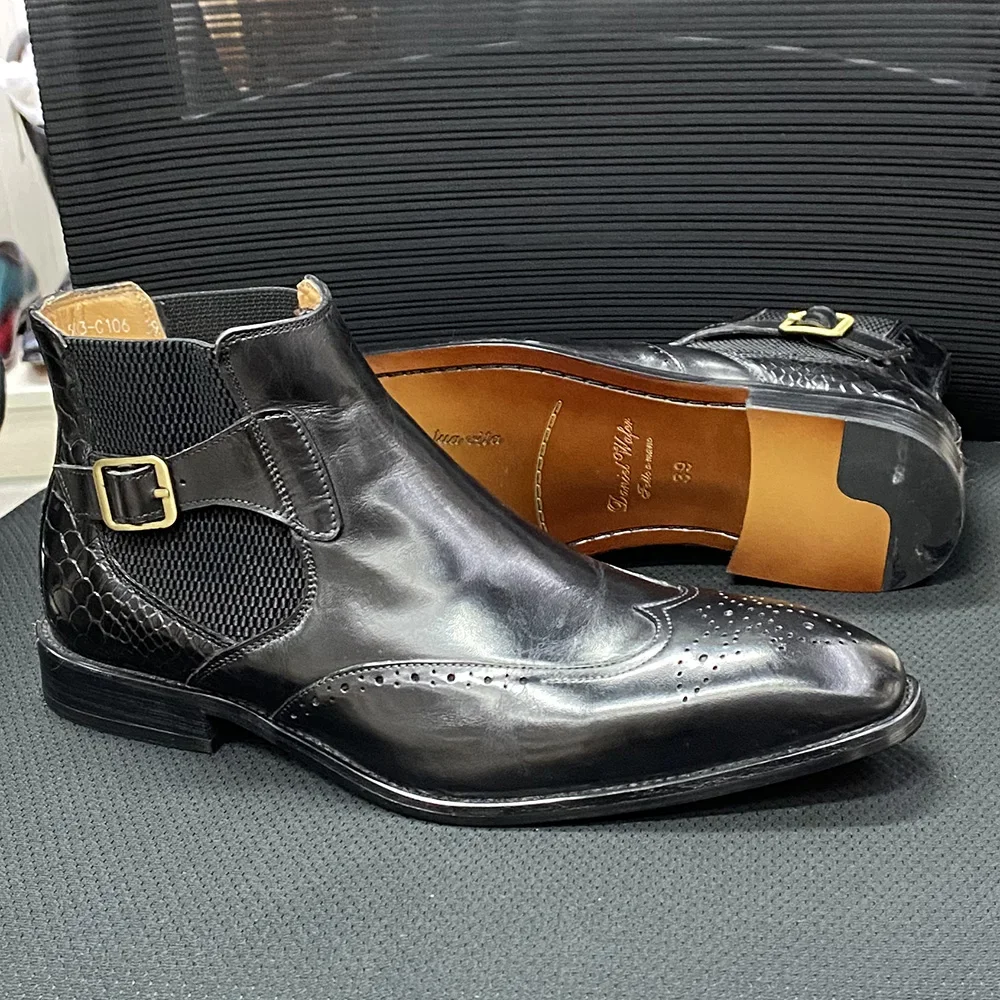 Herren-Stiefeletten aus echtem – Men Formal Wear With Boots Bewertung und Preis