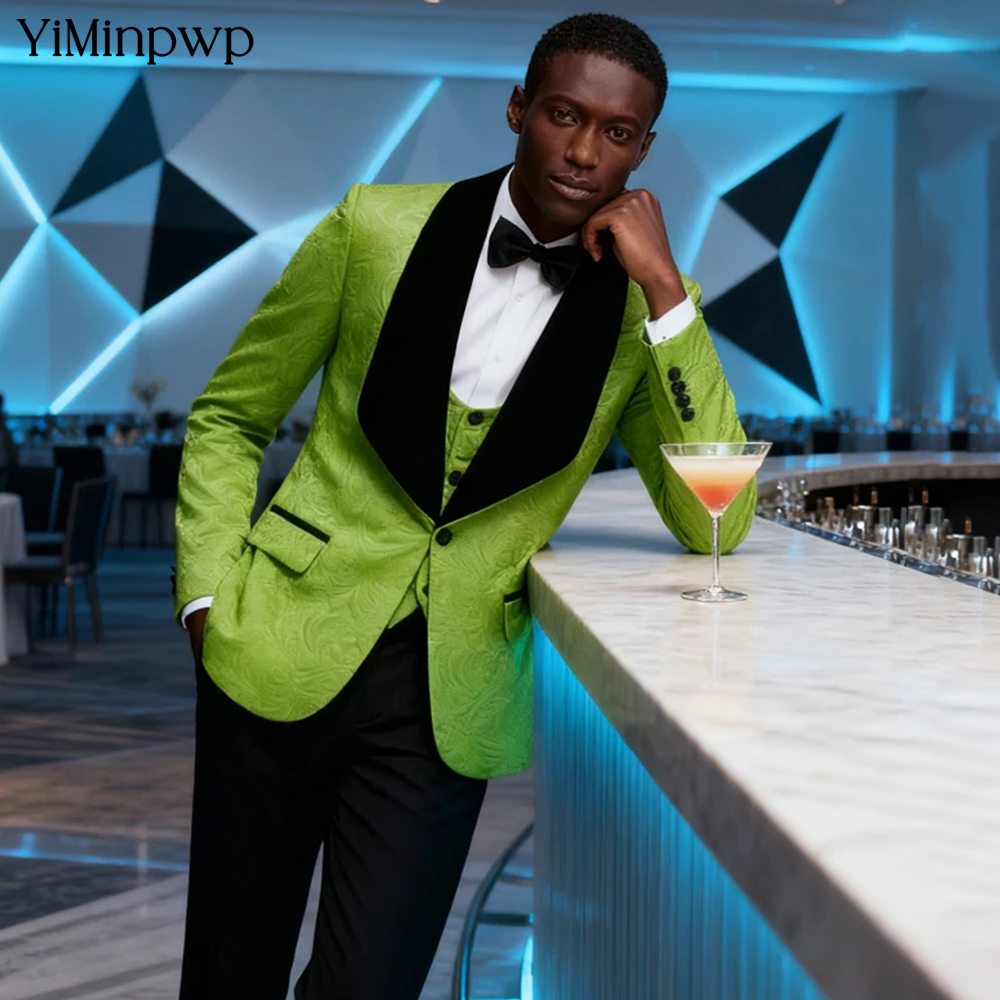 YiMinpwp Grüner Jacquard-Herre – Men Formal Wear Modern Bewertung und Preis